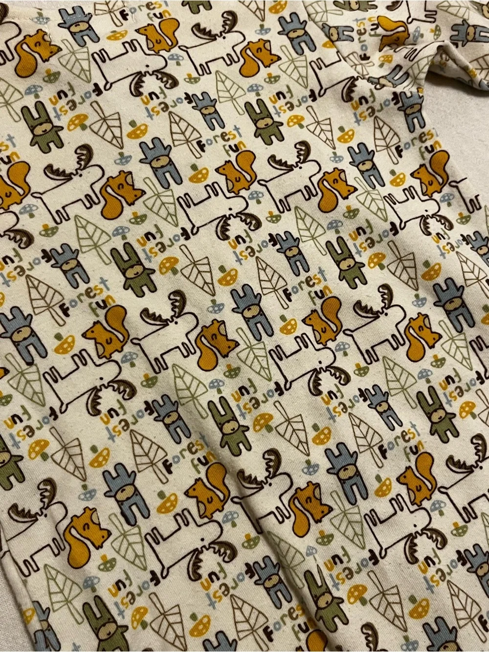 Zutano Organic Cotton One Piece Snap Front Woodland Forest Animals Infant 0-6mo
